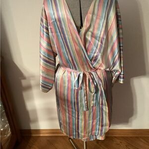 Silky Multicolor Striped Robe XXL